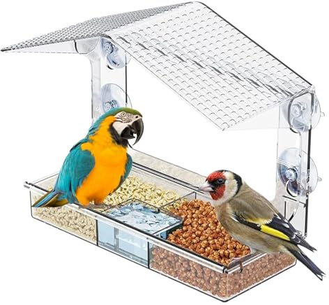 Mangeoire à oiseaux – Résistant aux intempéries – Mangeoire à oiseaux à ventouse pour balcon, jardin, patio, terrasse, balustrade, observation des oiseaux en hiver et autres