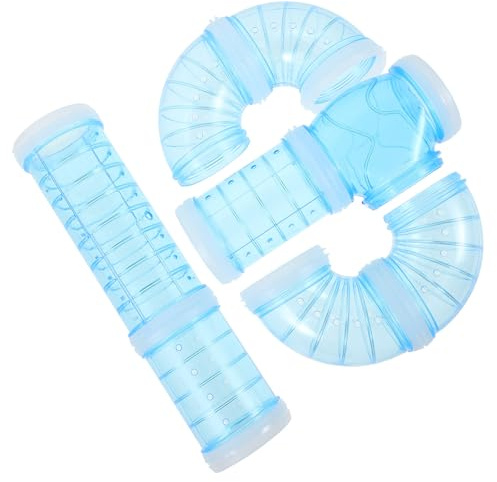 IMIKEYA Tunnel en Plastique Bleu pour Hamsters Nains et Gerbilles, Kit DIY 8 Pièces Renforts de Bouche, Extension pour Cage à Hamster