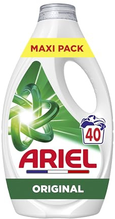 Ariel Original Lessive Liquide, 40 Lavages, Action Détachante En 1 Seul Lavage, Impeccable Même à Froid, Fabriqué en France