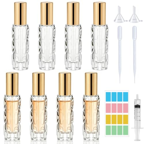 REJOECE 8 Stück Parfümzerstäuber 10ml, Nachfüllbar Parfum Zerstäuber | mit Rohrleitungen und Trichter, Mini Perfume Travel Bottle, Leere Parfümflaschen zum Befüllen für Handtaschen