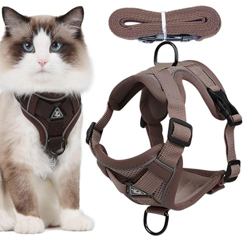 Kattsele rymningssäker | andningsbar kattväst sele | och bly för promenader, flyktsäker justerbar kattunge västsele