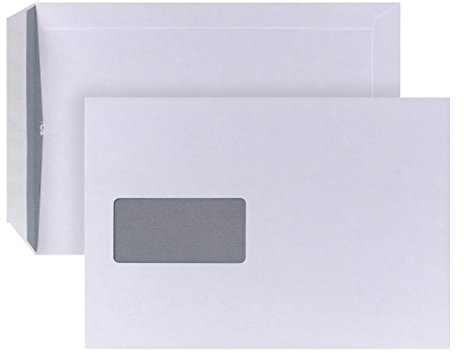 POSTHORN Versandtasche B5 (500 Stück) - 250 x 176 x 1 mm - 90g/m² | haftklebende Versandtaschen mit Fenster - weiße mit grauem Innendruck für Sichtschutz - Sicherer Begleiter für jeden Tag