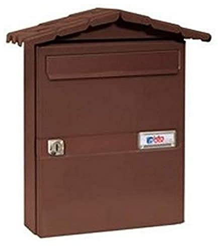 BTV | Buzones de Correos Exterior Modelo Chalet Color Marrón Tierra | Buzon Exterior con Cerradura de Seguriad Fabricado en Acero Galvanizao | Medias 34.6 x 29.9 x 8.7 cm