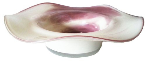 Oberstdorfer Glashütte Schale farbige Glasschale violett Weiss marmorierte Kristallglasschale mundgeblasen Durchmesser ca. 16 cm