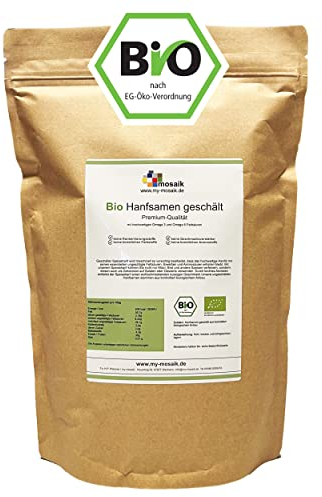 Bio Hanfsamen geschält von my-mosaik aus kontrolliert biologischem Anbau (2x1000g),vegan, Low Carb, zum Kochen und Backen