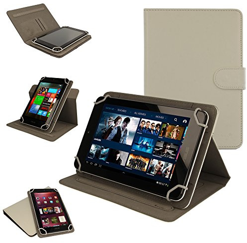 TECHGEAR UNIVERSAL Case for Tablets with 7 Inch screens - 360 Degree Rotating & Detachable Holder Case with Viewing stand (White)
