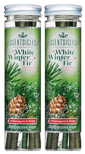 Scentsicles 2er Set Duftstäbchen für deinen Weihnachtsbaum - White Winter Fir - 2 Tuben mit je 6 Duftstäbchen mit bis zu 30 Tage Duftdauer - Scented Ornament Fragrance Sticks