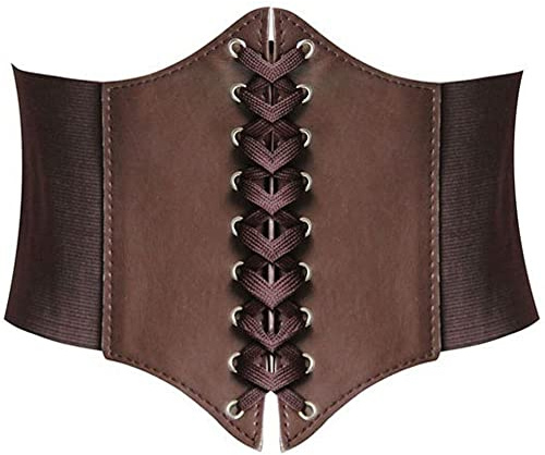 HANERDUN Damen elastischen Retro Gürtel Korsett mit Klettverschluss Taille Hüftgurt Vier Größen, Braun, XL