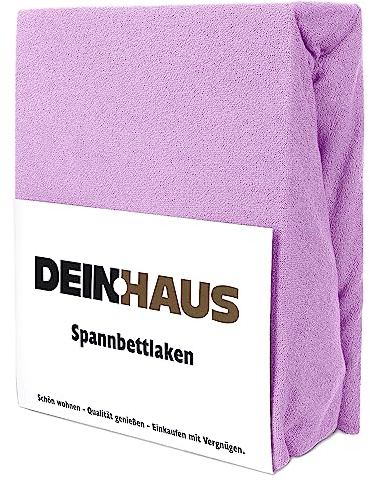 DH DEIN.HAUS Frottee Weiches Spannbetttuch 200 x 220 cm – Baumwolle, mit Gummizug, pflegeleicht, Bettlaken – Farbe: Erikafarben