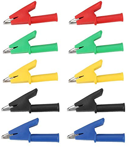 Walfront 10Pcs/Set 4mm Pinzas de Cocodrilo, P2002 380V 20A 5 Colores Clips de Prueba de Banana Clip de Prueba de Cocodrilo para Multímetro
