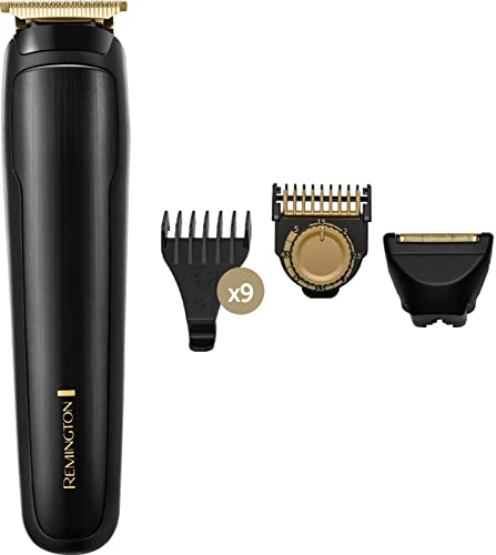 Remington Beard Trimmer, Men's Hair Clipper, 9 Hair Combs + Foil Razor Accessory, Rechargeable 5H Autonomy, 100% Waterproof, T Blade for Details, MB7050