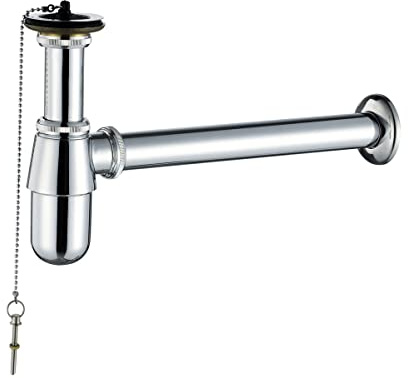 Sifón de acero inoxidable cromado 5/4 para lavabo