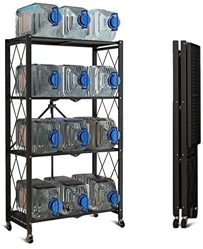 BRIGHTSHOW Aufbewahrungsregale, Schrank-Organizer und Aufbewahrung, 4 Ablagen, faltbares Metallregal, 71cmx 35 x 120cm H für Garage, Küche, Bäcker, zusammenklappbares Organizer-Regal, robust auf