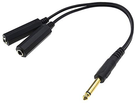 The Lord of the Tools 6.35mm 1/4 Inch Mono Male to Dual Female Jack Sockets Audio Adapter Splitter Cable 30cm Conversion Extension Cord Gold-plated Plug