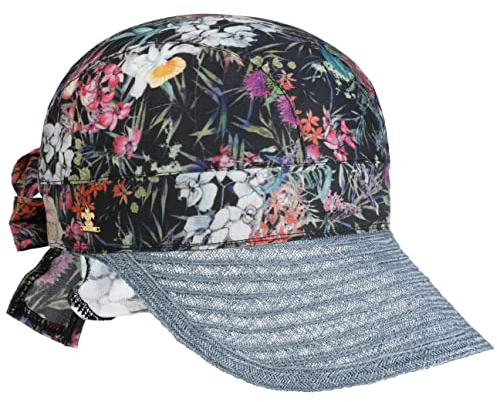 LIERYS Timalia Bandana Cap Visor-Stil Damencap mit Blumenprint Stretchfutterband Damen Frühjahr Sommer Made in Italy blau One Size