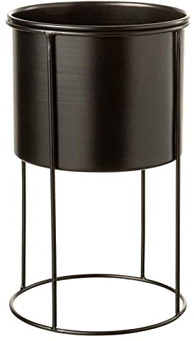 Cache-Pot sur Pied Design Métal 33cm Noir