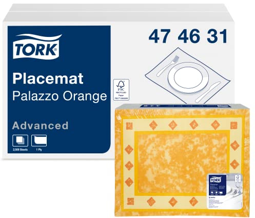 Tork 474631 Salvamanteles desechables con diseño moderno, 1 x 500 manteles de papel, 42 x 30 cm, 1 capa, Mantelitos desechables, Advanced