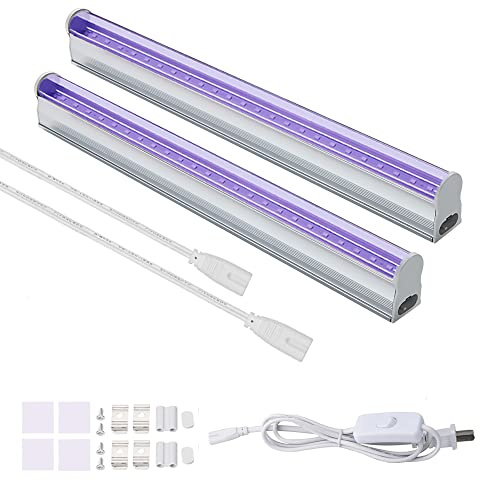 UV LED Black Light Bar,T5 LED Blacklight 395-400nm for Fluorescent Tapestry Poster Body Paint Glow Party and Display, AC 85-265V, ON/Off Switch,11.42/Strip, Linkable