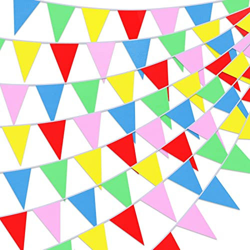 Chengu 20 Sets 1640ft 1000 Pcs Colorful Pennants Banner Flag Bulk Multicolor Banners Carnival Decorations Grand Opening Decorations Nylon Triangle Flag Banner for Party Shops(Colorful)