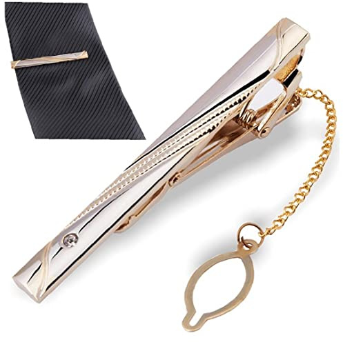 Casiler Pinces À Cravate pour Hommes Styles Longs Pince À Cravate Pince À Cravate Épingles À Cravate Barre De Cravate avec Chaîne pour Chemise De Robe Formelle De Mariage d'affaires