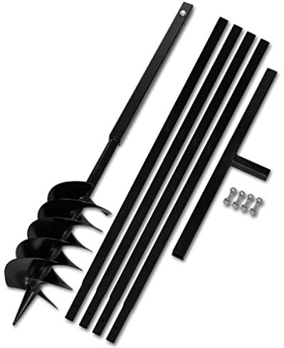 WIFESE Erdbohrer mit Griff 150 mm Verlängerungsrohr 5 m Bohrer Benzin Erdbohrer für Bohrmaschine Bodenbohrer Erdbohrgerät Spiralbohrer Handbohrer Erdlochbohrer Schnurlos Eisen Drei Spirale