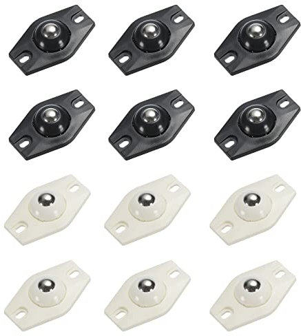 sourcing map Kleber Mini Laufräder Schwenkbare Universalrolle 360 Grad Drehung Kleberolle für Behälter Lagerboxen Möbel Mülleimer (6Weiß+6Schwarz)