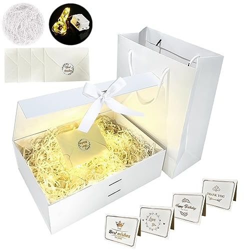 Magnetische Geschenkbox aus Karton, Geschenkbox mit Schleife, wiederverwendbare kreative Box, geeignet für Hochzeiten, Geburtstage, Weihnachten, Valentinstag, Ostern, Halloween