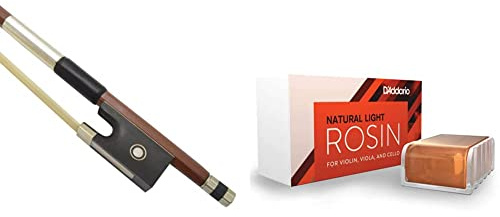 Theodore VLB-EB-12 Superior 1/2 Size Ebony Octagonal Violin Bow & D'Addario VR200 Rosin Light