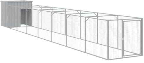 vidaXL Hundgård med gård ljusgrå 110x813x110 cm galvaniserat stål