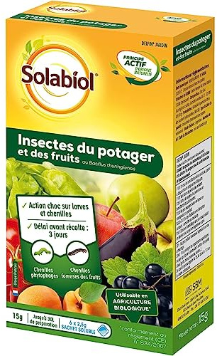 Traitement Insectes du Potager et des Fruits - Bacillus thuringiensis - Efficace contre les Larves et Chenilles