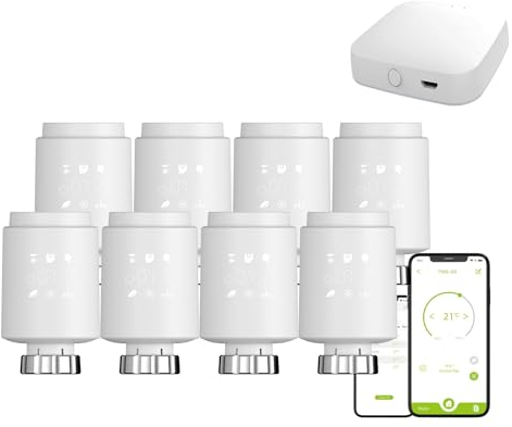 Qiumi Zigbee Thermostat Radiator Valve, Smart Programmable Thermostat, Temperature Heater, eTRV, Alexa,Googlehome Voice Control, connector type is M30 x 1.5