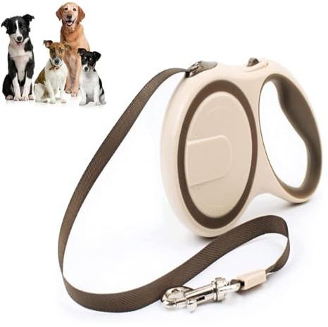 QLXYYFC Einziehbare Hundeleine, Ausziehbare Leine – Verlängerungsleine mit Anti-Rutsch-Bremse, Entriegelungsknopf, Für Kleine und Mittelgroße Haustiere (Color : Brown, Size : 3m)