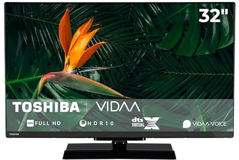 Toshiba Fernseher 32 Zoll Smart TV VIDAA Full HD Fernseher HDR Smart TV mit Triple-Tuner und Bluetooth, LED TV 32LV3E63DA