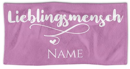Print Royal PR Badetuch personalisiert mit Wunschname - Personalisiertes Badetuch - Lieblingsmensch - Persönliches Namensgeschenk für Familie und Freunde | 140 x 70 cm, Flieder