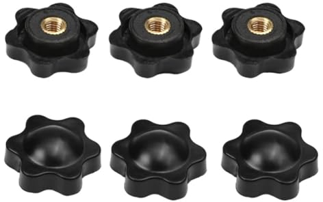 Flügelmuttern und -schrauben, M4 M5 M6 M8 M10 M12 handfest anziehende Muttern Griffgewinde Stern schwarze Rändelmuttern Klemmknopf manuelle Muttern (Farbe: perforiert, Größe: M8 D38 10 Stück) ( Color