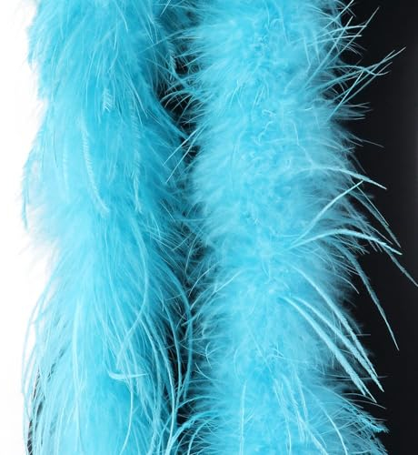 Wambere 1 Stück 2m Federboa Straußwollstreifen Straußenfeder Boas Weihnachtsboa Federschal Federstola Kleideraccessoires für Karneval Halloween Mottoparty Fasching Maskerade Cosplay,Blau