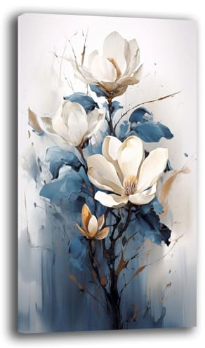 Printerland Quadri Moderni Soggiorno Verticale FIORI Quadro moderno FIORE blu celeste azzurro da Parete Stampa su tela Canvas Decorazione Murale muro Arredo Camera da letto Cucina (3, 50x100 cm)