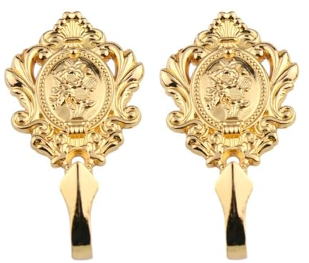 Wambere 2 Paar 11 x 5 cm Vorhänge Holdbacks,Wandbefestigung Raffbügel,Metall Vorhang Haken,Vorhanghaken Vorhang,Vorhang Holdbacks,Vorhanghalter,Gardinenhalter für die Wand,Haus Dekoration,Gold