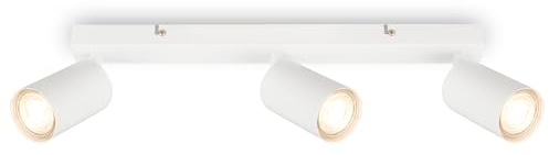 Briloner - Plafoniera LED Soffitto, attacco GU10, max. 9 W, lampadario soggiorno, camera da letto, cucina, bagno, faretti led soffitto, applique da parete interno, Bianco, 3 Luci