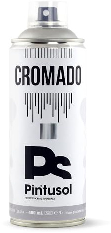 PINTUSOL Bombe Peinture Chrome, Finition Chromée Argent, Résistant aux UV Haute Opacité, Application facile, Multisurface Bois Métal Plastique, Spray Professionnel Acrylique Aluminium 400ml