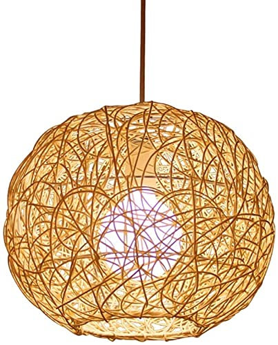 QHFTREX Lustre Moderne en Forme de Chapeau de Paille, Lustre Tropical en Bambou, Abat-Jour en rotin, éclairage en Bambou, Suspension de Plafond, luminaires Suspendus personnalisés, Voyage powerfully