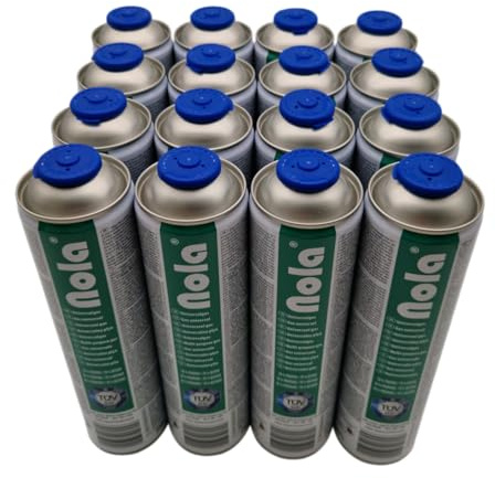 NOLA 12x 600ml (338g) Universalgas Gaskartuschen – 70% Butan / 30% Propan – Schraubventil EN417 – Campinggas für Unkrautbrenner, Lötbrenner, Gaskocher, Gasgrill & Outdoor-Einsatz – Made in Europe