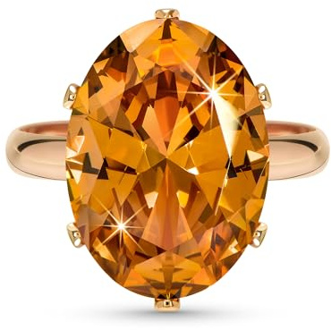 Linawe Rings anillo de diamante citrino y moissanita para mujer, tamaño grande, ajustable, joyería de oro rosa, anillo para dedo, joyería de moda para mujer