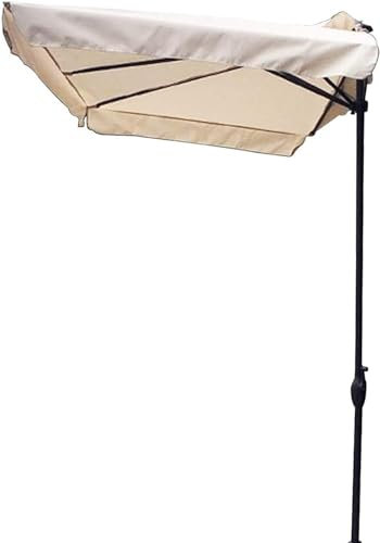 GYDUHYE Demi-parasol rectangulaire carré d'extérieur avec manivelle – 230 cm x 130 cm – Parasol pour jardin, balcon, auvent de tente (taille : 2,3 x 1,3 m, couleur : blanc)