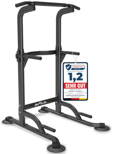 DH FitLife Power Tower Dip Station | Klimmzugstange Freistehend | Dip Barren Rückentrainer | Kraftstation Kraftturm | Fitness Station | Power Rack for Home Gym | Krafttraining für Zuhause