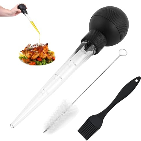 2 Pcs Turkey Baster Large, MUNSKT Turkey Baster Large,Baster for Cooking, Large Pipette with Brush,Cooking Turkey Injector Turkey Baster for Oiling and Marinating Turkey Beef Pork Fish