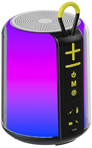 CofunKool Portable Bluetooth Speaker with 8W Loud Stereo Sound, RGB Light, TF-Card/USB Flash Drive/AUX Input, Wireless BT 5.3 Dual Stereo Pairing, for Home Outdoor Travel