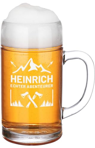 polar-effekt Maßkrug 1,0 Liter mit individueller Gravur - Bierglas mit Namen graviert - Geschenk zum Geburtstag - Krug mit Henkel - Personalisierter Bierkrug