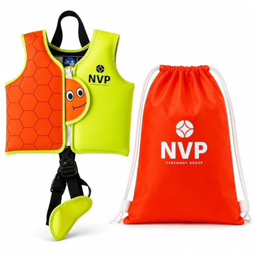 NVP Chaleco de natación para niños y Bebe de 1 a 6 años Ajustable. (Naranja y Amarillo Fluo, Small)