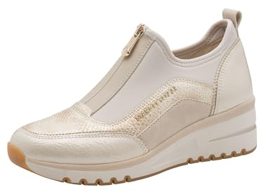 MARCO TOZZI Donna Sneaker Morbida Soletta Feel Me Estraibile Morbida Fodera Interna Vegano Vegano, Beige (Cream Comb), 39 EU